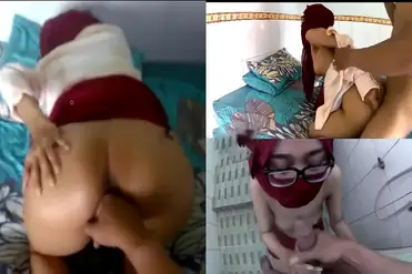 Jilbab Merah Kacamata Dihajar Gaya Doggy